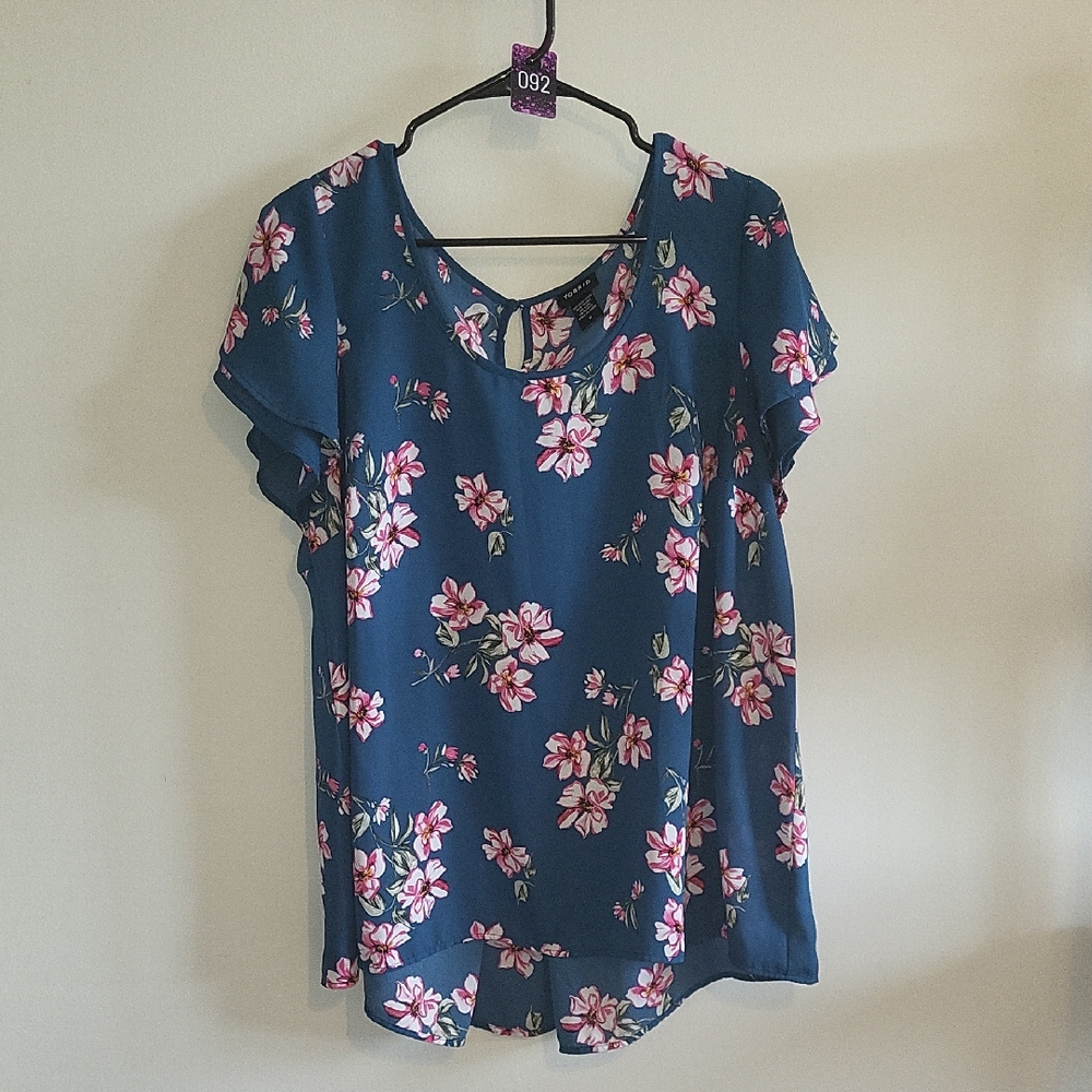 Torrid 0x Teal Floral  Blouse Top. - Item 092